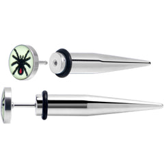 Glow in the Dark Spider Stainless Steel Taper Cheater Plug Set