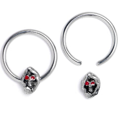 16G 3/8 Skull Red Eyes BCR Captive Bead Ring Set of 4