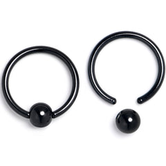 16G 3/8 Red Gem Black Bat BCR Captive Ring Set of 4
