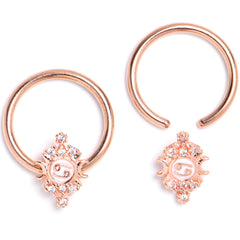 16G 3/8 Clear Gem Rose Gold Tone Mystical BCR Captive Ring Set of 4