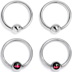 16G 3/8 Cherry Ball BCR Captive Ring Set of 4