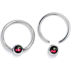 16G 3/8 Cherry Ball BCR Captive Ring Set of 4