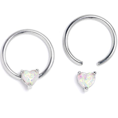 16G 3/8 Faux Opal Heart BCR Captive Ring Set of 4