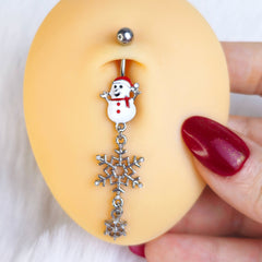 Hooray For Snow Snowman Dangle Belly Ring
