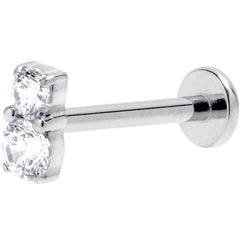 16G 3/8 Clear Gem G23 Titanium Threadless Push In Labret Tragus