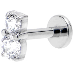 16G 1/4 Clear Gem G23 Titanium Threadless Push In Labret Tragus