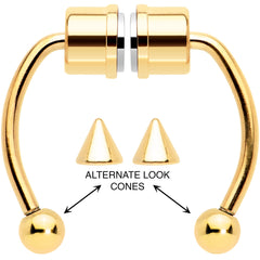 Gold Tone PVD Magnetic Septum Ring Horseshoe Non-Pierced Fake Nose Ring Set