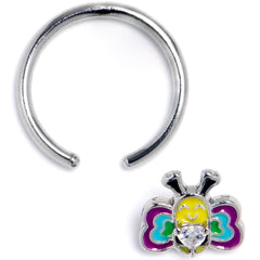 16G 3/8 Clear CZ Gem Butterfly Love Bug Heart BCR Captive Ring