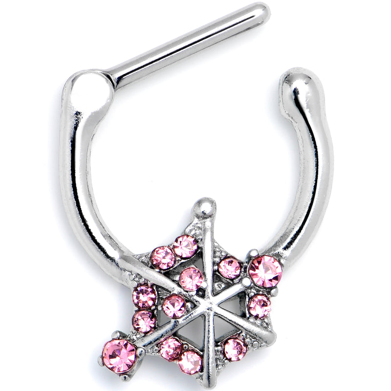 16G 5/16 Pink Gem Spiderweb Goth Cartilage Clicker