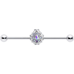 14G Aurora Gem Retro Sunburst Industrial Barbell 38mm