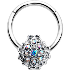 16G 3/8 Aurora Gem Retro Sunburst Hinged Segment Ring