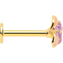16G 5/16 Clear Gem Gold Tone Pastel Flower Labret Monroe Tragus