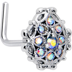 20G 7mm Aurora Gem Retro Sunburst L Shape Nose Ring