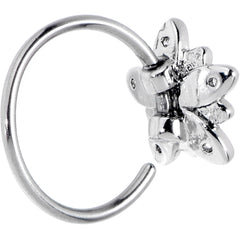 20G 5/16 Pink Clear CZ Gem Snowflake Flower Nose Hoop