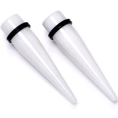 White Shimmer Acrylic Straight Taper Set 6mm to 20mm Sizes