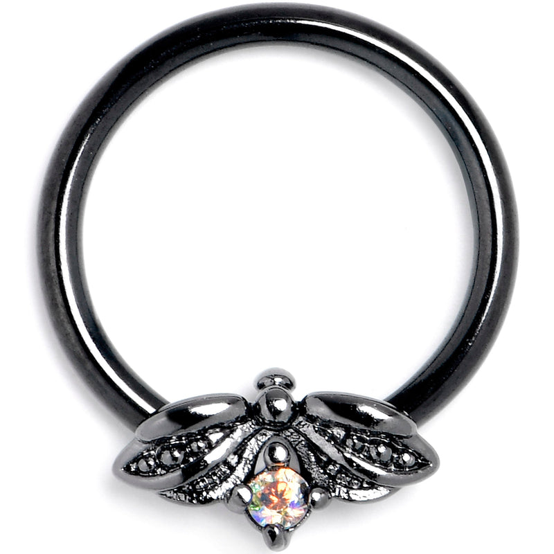16G 3/8 Aurora Gem Black Beauty Bug BCR Captive Ring