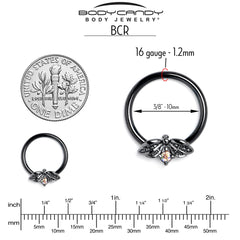 16G 3/8 Aurora Gem Black Beauty Bug BCR Captive Ring