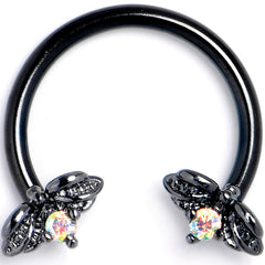 16G 3/8 Aurora Gem Black Beauty Bug Horseshoe Circular Barbell