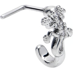 20G 7mm Clear CZ Gem Love Lizard Faux Hoop L Shape Nose Ring