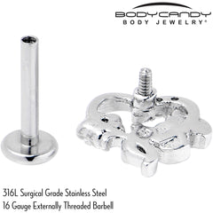 16G 5/16 Clear CZ Gem Butterfly Rose Purple Internally Threaded Labret