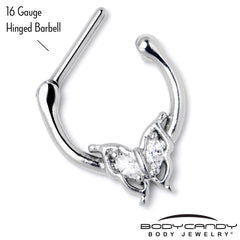 16G 5/16 Clear Gem Fancy Fab Butterfly Cartilage Clicker