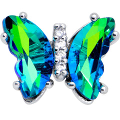 16G 1/4 Green CZ Gem Simply Colorful Butterfly Cartilage Earring