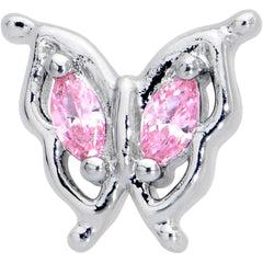 16G 5/16 Pink Gem Fancy Fab Butterfly Internally Threaded Labret