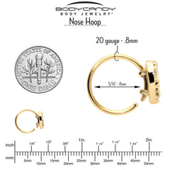 20G 5/16 Clear CZ Gem Gold Tone Lattice Heart Nose Hoop