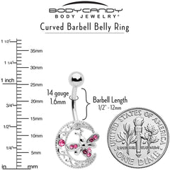 Pink Gem Lunar Dragonfly Belly Ring