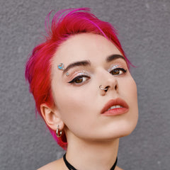 16G 5/16 Clear Gem Butterfly Rose Flower Blue Curved Eyebrow Ring