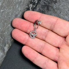 Clear Gem Lunar Dragonfly Fake Clip On Belly Ring