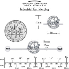 14G Clear Gem Lunar Dragonfly Industrial Barbell 38mm