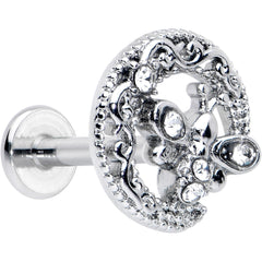 16G 5/16 Clear Gem Lunar Dragonfly Internally Threaded Labret Tragus