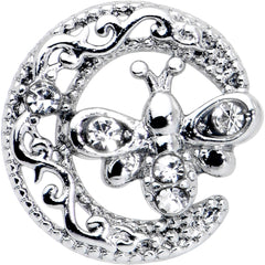 16G 5/16 Clear Gem Lunar Dragonfly Internally Threaded Labret Tragus