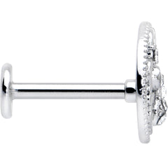 16G 5/16 Clear Gem Lunar Dragonfly Internally Threaded Labret Tragus