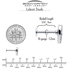 16G 5/16 Clear CZ Gem Lattice Hear Internally Threaded Labret