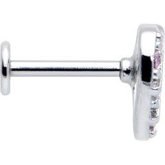 16G 5/16 Pink CZ Gem Lattice Hear Internally Threaded Labret