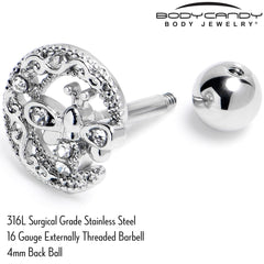 16G 1/4 Clear Gem Lunar Dragonfly Cartilage Tragus Earring