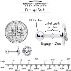 16G 1/4 Clear Gem Lunar Dragonfly Cartilage Tragus Earring