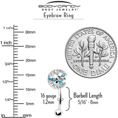 16G 5/16 Blue Gem Lunar Dragonfly Curved Eyebrow Ring