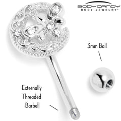 16G 5/16 Clear Gem Lunar Dragonfly Curved Eyebrow Ring