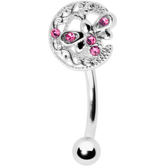 16G 5/16 Pink Gem Lunar Dragonfly Curved Eyebrow Ring
