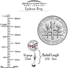 16G 5/16 Pink Gem Lunar Dragonfly Curved Eyebrow Ring