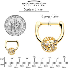 16G 5/16 Clear Gem Gold Tone Lunar Dragonfly Cartilage Clicker