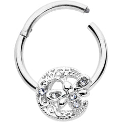 16G 3/8 Clear Gem Lunar Dragonfly Hinged Segment Ring