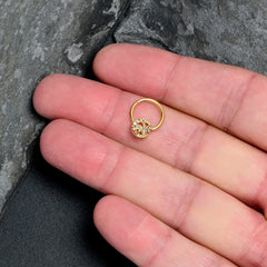 16G 3/8 Clear Gem Gold Tone Lunar Dragonfly Hinged Segment Ring