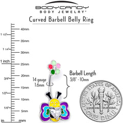 Clear CZ Gem Butterfly Love Bug Heart Flower Double Mount Belly Ring