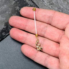 Clear CZ Gem Mom and Baby Giraffe Dangle PTFE Pregnancy Belly Ring