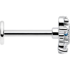 16G 5/16 Blue Clear CZ Gem Heart Pair Labret Monroe Tragus