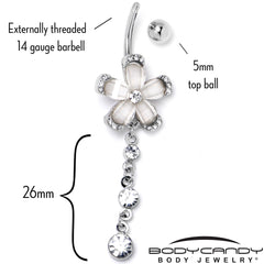 Clear Gem Retro Flower Glamour Dangle Belly Ring